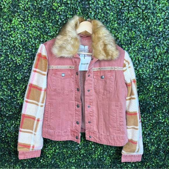 Desigual BIMATERIAL DENIM JACKET WITH REMOVABLE COLLAR && VEST nwt USA SIZE 4